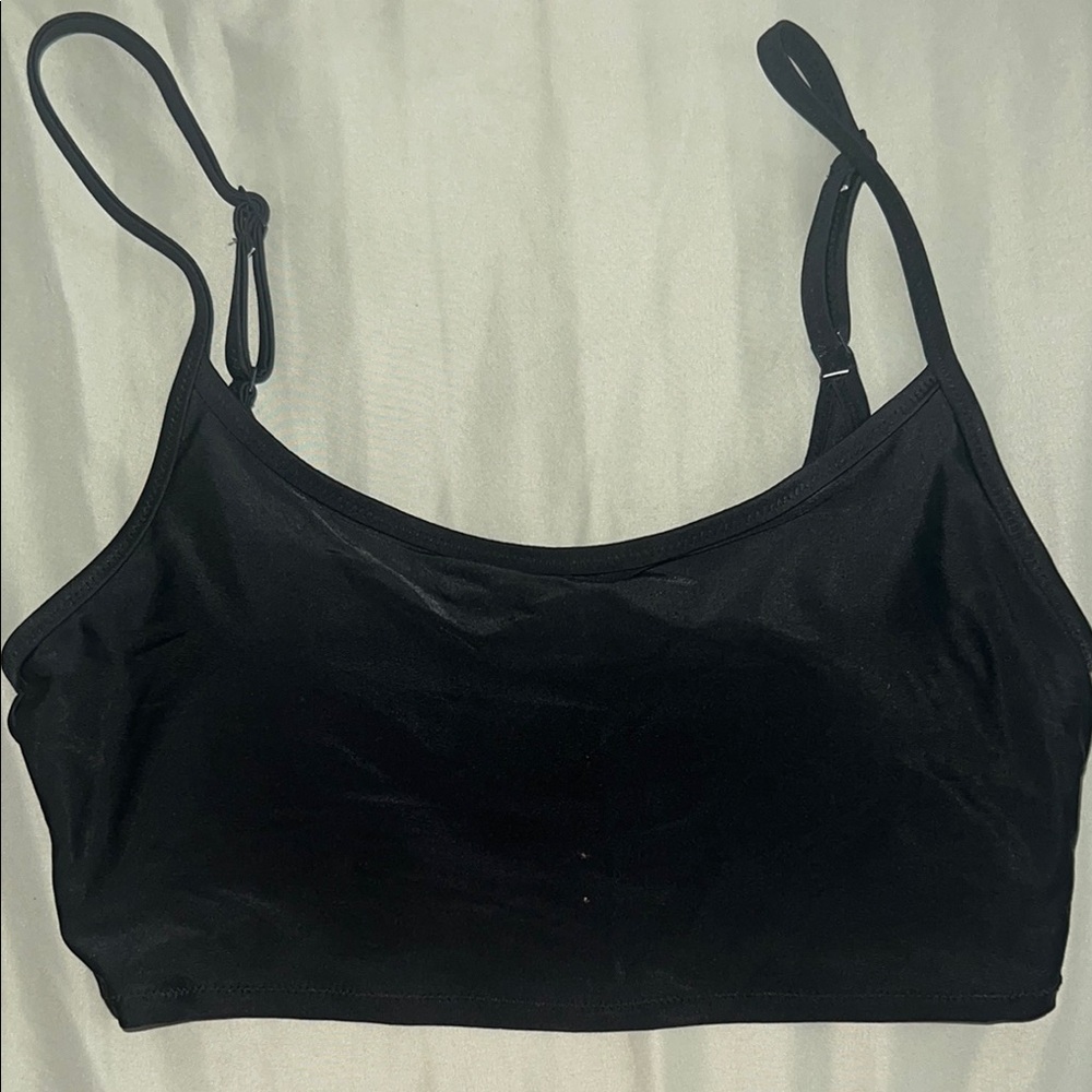 Black Women's Scoop Neck Swim Top
